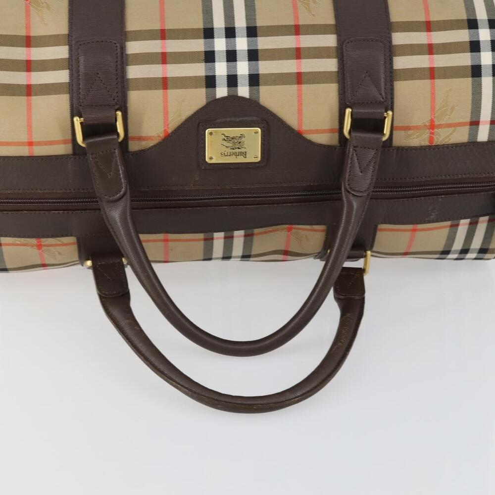 Burberrys Nova Check Boston Bag Canvas Beige Gold Auth 155598 - Picture 7 of 16